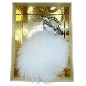 Michael Kors White Fur Pom Pom Key Charm — perfect for everyday statement